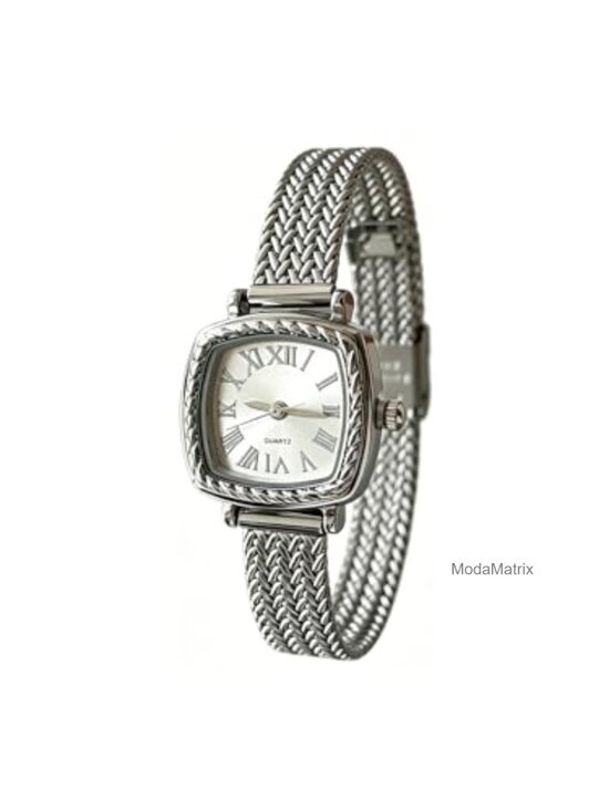 Women\'s Square Quartz Watch Vintage Roman Numeral Dial Twisted Bezel Stainless main image 6